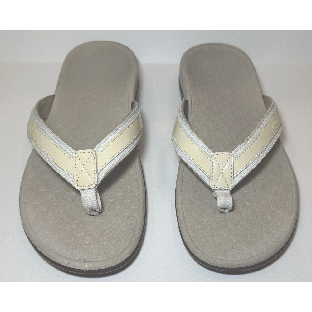 Vionic Tide II Orthotic Flip Flop Sandals Womens 9 Beige Taupe Comfort Thong